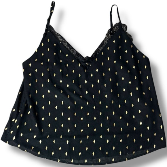 Adore Me Black Lace Cami w/ Gold Accents Adjustable Straps Black Lace Loose Fit - Picture 15 of 16